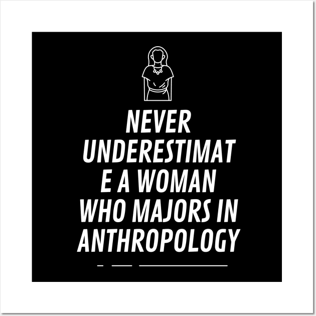 Never underestimat e a woman who majors in anthropology Wall Art by cypryanus